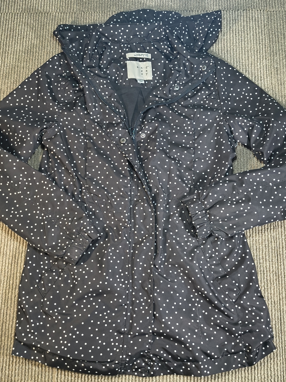 a new day Navy Polka Dot Hooded Trench Coat